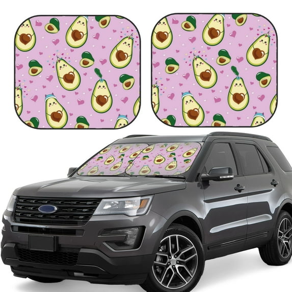 Haiem Different Avocados Windshield Sun Shade: Universal Foldable 2-Piece Car Front Window Sunshade - Blocks Uv Rays, And Reduces Heat,Essential Car Accessory Large