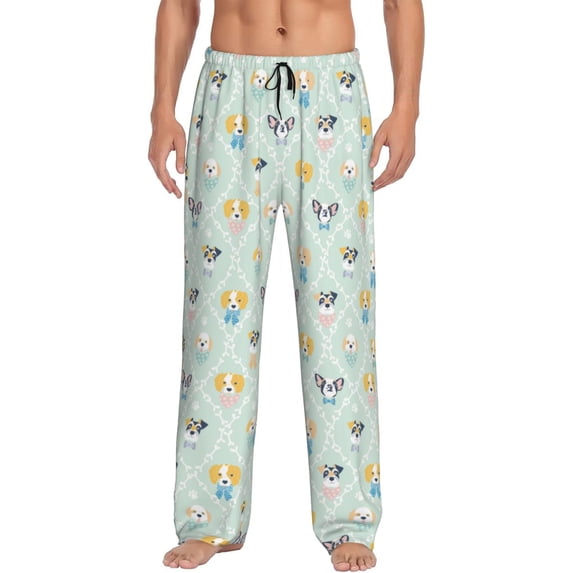Haiem Different Breeds of Dogs Men's Pajama Pants Ultra Lightweight Pjs Bottoms Sleepwear Bottom Pants with Pocket Drawstring-Large