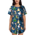 thumbnail image 1 of Haiem Different Cats Christmas Pattern Pajama Set for Women 2 Piece Lounge Set Short Sleeve Tops and Shorts Soft Sleepwear-Large, 1 of 7