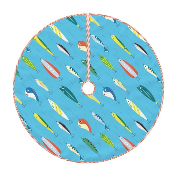 Haiem Different Color Fishing Bait Pattern Christmas Tree Skirt Merry Christmas Party Christmas Tree Decoration,New Year Decorations-30"