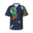 thumbnail image 1 of Haiem Dinosaur Astronaut Space Surfing Printed Hawaiian Shirt for Men - Men’s Casual Beach Summer Shirts - Stretch Fabric with Modern Fit-Small, 1 of 9