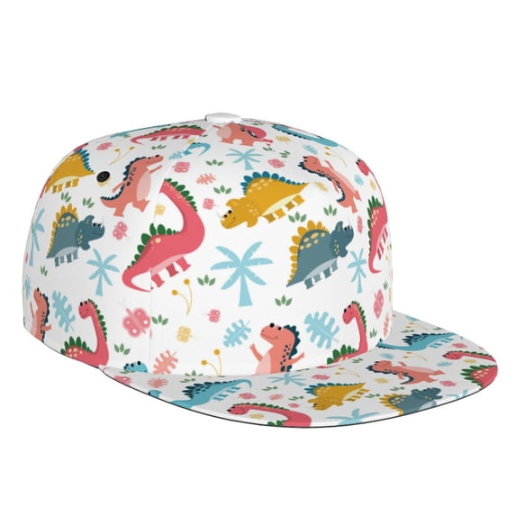 Haiem Dinosaur Classic Snapback Cap Flat Bill Hat Baseball Cap Adjustable Size Cotton Dad Hat