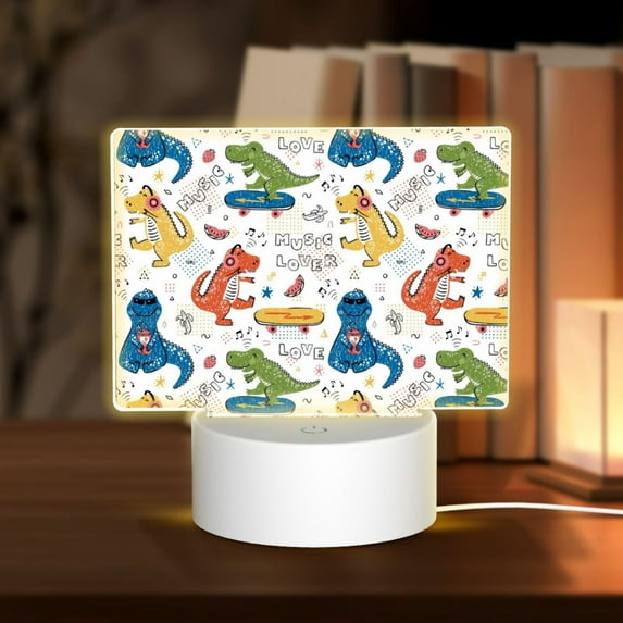 Haiem Dinosaur Pattern Acrylic Night Light Gift with 3 Color ModesTouch-Sensitive LED Lamp Perfect Gift for Mother's Day, Birthday, or Christmas