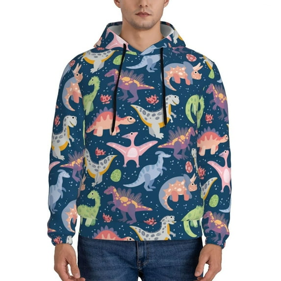 Haiem Dinosaur Patterned Men's Hoodie with Kangaroo Pocket - Ideal Pullover Sweatshirt for Daily Wear, Travel, and Home-4X-Large