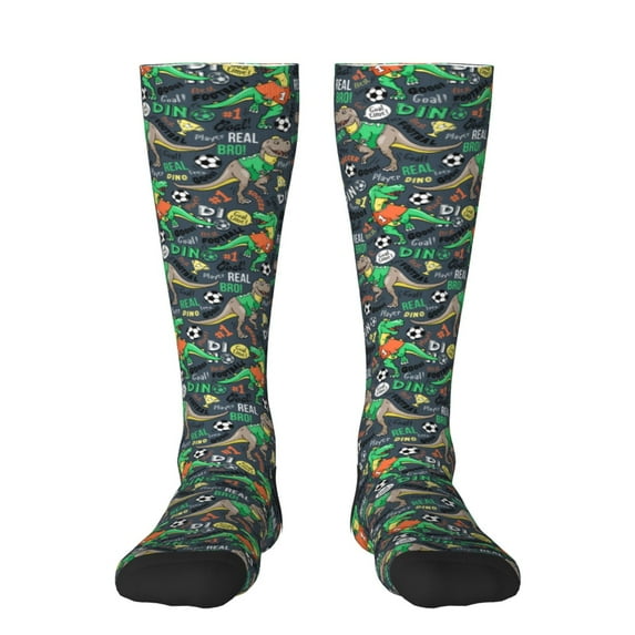 Haiem Dinosaur Plays Soccer Socks, Funny Novelty Crazy Design Cotton Socks Sports Socks Knee High Socks For Men, Women,1Pairs - Gift For Working Friends