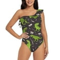 thumbnail image 1 of Haiem Dinosaur Skeleton Women's One Piece Swimsuits Tummy Control One Shoulder Bathing Suits Ruffle Swimwear-XX-Large, 1 of 8