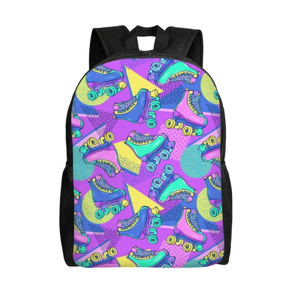 Haiem Disco Roller Skates Backpack - Stylish and Durable 15-inch Laptop Backpack with Waterproof Oxford Fabric