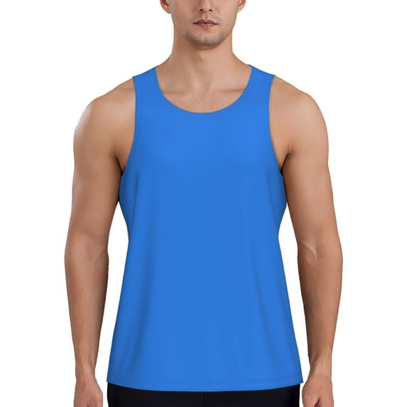 Haiem Dodgerblue Men Workout Tank Top Gym Bodybuilding Sleeveless Muscle T Shirts Athletic Tank Breathable Workout Shirt-Small