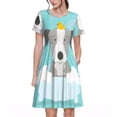 thumbnail image 1 of Haiem Dog In Bathtub Pattern Women's Short-Sleeve Scoop Neck Swing Dress, 1 of 6