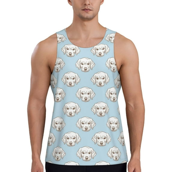 Haiem Dog Men Workout Tank Top Gym Bodybuilding Sleeveless Muscle T Shirts Athletic Tank Breathable Workout Shirt-Medium