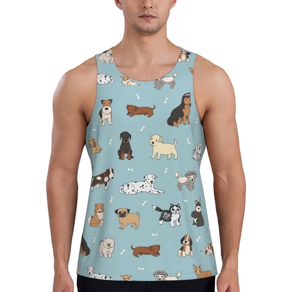 Haiem Dog Pets Men Workout Tank Top Gym Bodybuilding Sleeveless Muscle T Shirts Athletic Tank Breathable Workout Shirt-Large