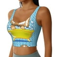 thumbnail image 1 of Haiem Dog Takes a Bath in the Bathtub Pattern Womens Sports Bra - U Neck Padded Low Impact Yoga Bra Workout Crop Top Gym Moisture-Wicking Workout Vest -, 1 of 9