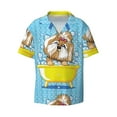 thumbnail image 1 of Haiem Dog Takes a Bath in the Bathtub Men's Casual Shirts Short Sleeve Button Down Shirts Fashion Textured Summer Beach Shirt-XX-Large, 1 of 7