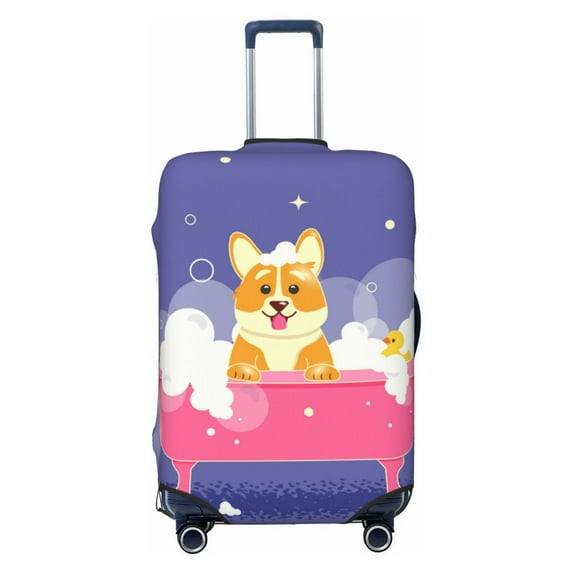 Haiem Dog Washes In A Pink Bath Luggage Cover,Durable, Washable Suitcase Protector With Anti-Scratch Technology - Keep Your Luggage Looking New X-Large