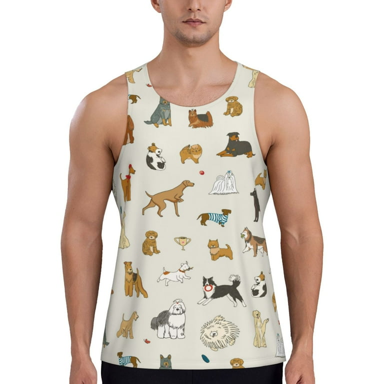 Haiem Dogs Funny Pets Men Workout Tank Top Gym Bodybuilding