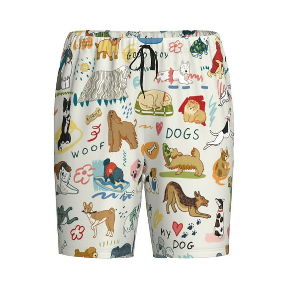 Haiem Dogs Funny Pets Men's Pajama Short with Soft Woven Cotton Elastic Waistband Sleep Short-4X-Large
