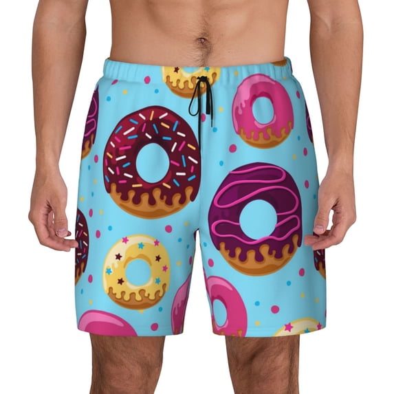 Haiem Donuts Men'S Quick-Dry Swim Trunks: Comfortable Beach Shorts With Mesh Lining And Pockets - Ideal For Swimming And Sunbathing Small