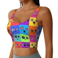 thumbnail image 1 of Haiem Doodle Faces Emotions Pattern Womens Sports Bra - U Neck Padded Low Impact Yoga Bra Workout Crop Top Gym Moisture-Wicking Workout Vest -Large, 1 of 9