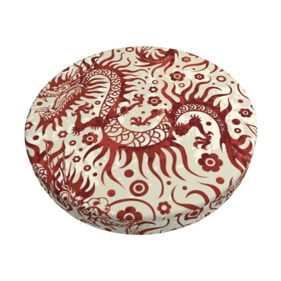 Haiem Dragons1 Cushion Round Bar Chair Seat Cover Bar Chair Cushion Covers Elastic Washable Bar Chair Cover,Protects from Scratches and Stains-13 inch