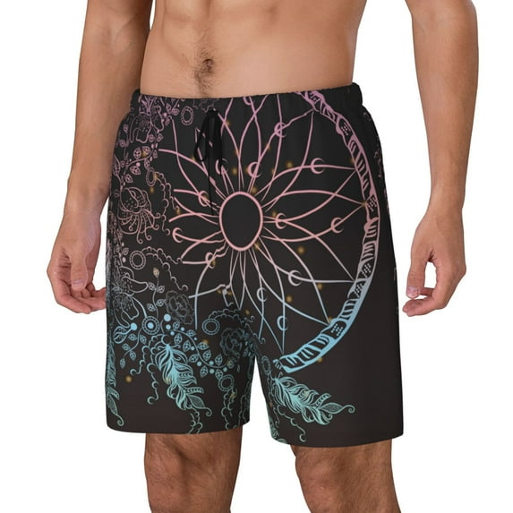 Haiem Dreamcatcher Mens Swim Trunks with Compression Liner 2 in 1 Swimming Shorts Stretch Swimwear Quick Dry,Board Shorts-Medium