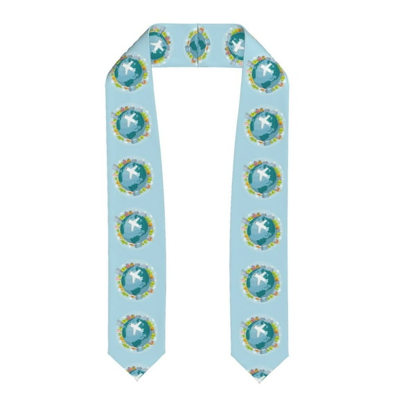 Haiem Dreaming Travel Pattern Graduation Stole 2024 | Premium Satin Sash for Graduation Ceremony