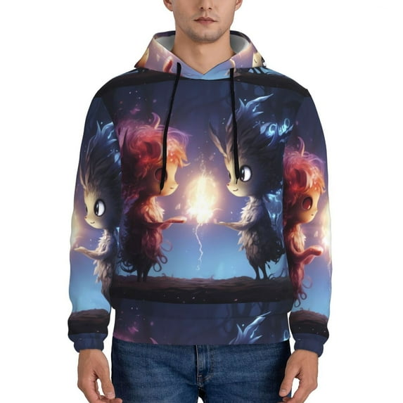 Haiem Dreamy Forest Elf Patterned Men's Hoodie with Kangaroo Pocket - Ideal Pullover Sweatshirt for Daily Wear, Travel, and Home-Medium