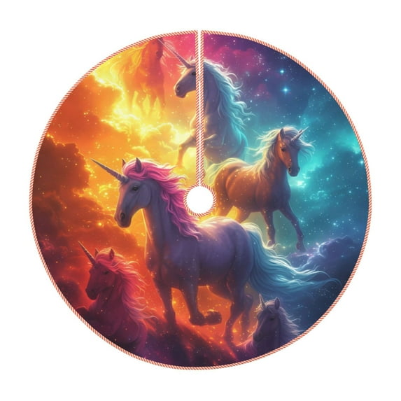 Haiem Dreamy Night Sky White Horse Pattern Christmas Tree Skirt Merry Christmas Party Christmas Tree Decoration,New Year Decorations-30"