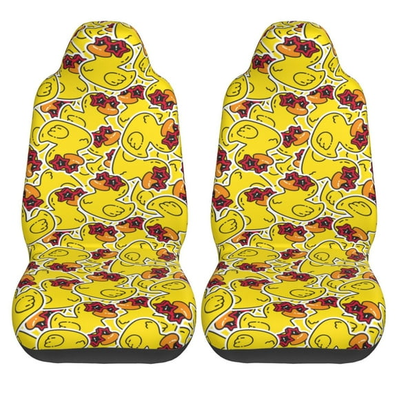 Haiem Duck with Star Sunglasses Printed Car Seat Covers Set of 2, Universal Fit Car Seat Covers,Protective Seat Covers,Comfortable Car Seat Covers, Easy Installation Seat Covers