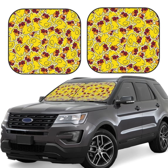 Haiem Duck with Star Sunglasses Car Windshield Sun Shade (2 Pieces) Foldable Windshield Sun Shade Car Accessories for Truck SUV Pickup-Medium