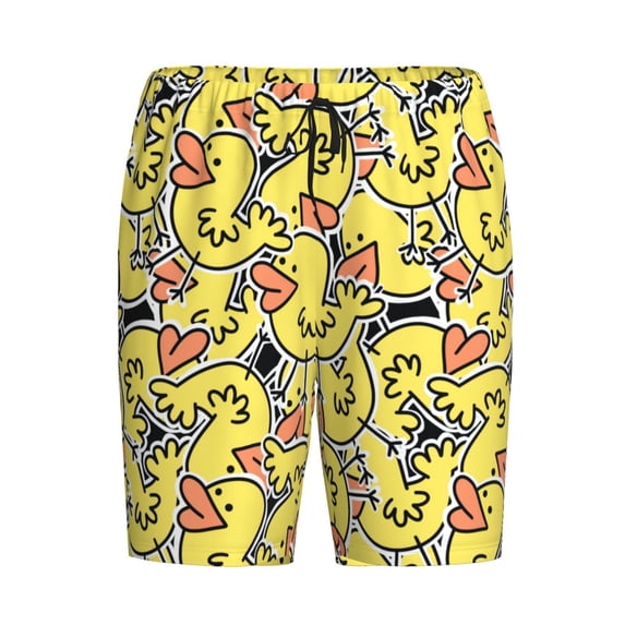 Haiem Ducks Men's Pajama Short with Soft Woven Cotton Elastic Waistband Sleep Short-X-Large