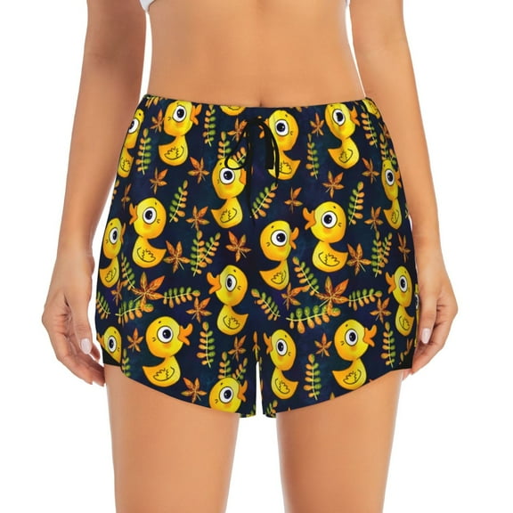 Haiem Ducks Women's 2 in 1 Running Shorts - Lightweight Athletic Workout Gym Yoga Breathable Sports Shorts Liner with Phone Pockets-Small