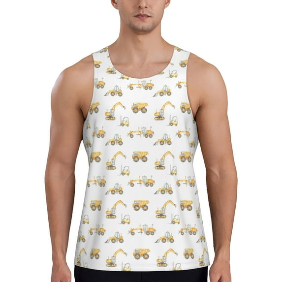 Haiem Dump Truck Men Workout Tank Top Gym Bodybuilding Sleeveless Muscle T Shirts Athletic Tank Breathable Workout Shirt-3X-Large
