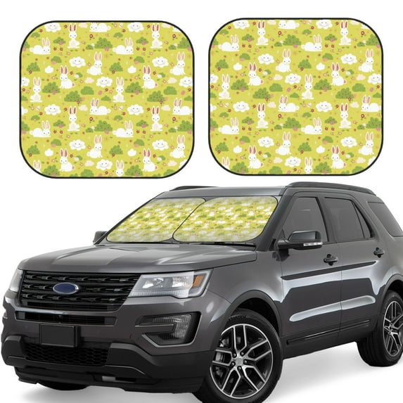 Haiem Easter Bunny Car Windshield Sun Shade (2 Pieces) Foldable Windshield Sun Shade Car Accessories for Truck SUV Pickup-Small