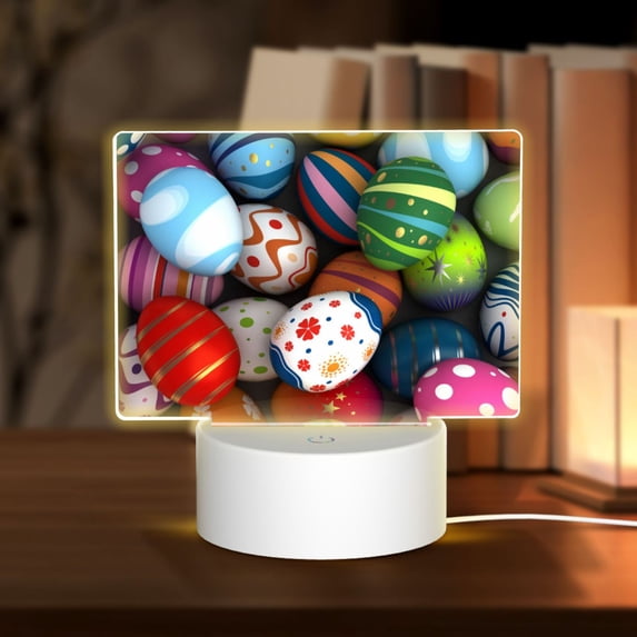 Haiem Easter Egg Pattern Acrylic Night Light Gift with 3 Color ModesTouch-Sensitive LED Lamp Perfect Gift for Mother's Day, Birthday, or Christmas