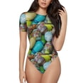 thumbnail image 1 of Haiem Easter Egg1 Women's Crew Neck Short Sleeve Bodysuit Tops Stretchy Slim Basic-X-Large, 1 of 9