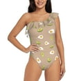 thumbnail image 1 of Haiem Egg and Avocado Women's One Piece Swimsuits Tummy Control One Shoulder Bathing Suits Ruffle Swimwear-XX-Large, 1 of 8