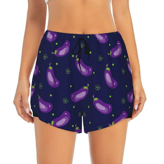 Haiem Eggplant Women's 2 in 1 Running Shorts - Lightweight Athletic Workout Gym Yoga Breathable Sports Shorts Liner with Phone Pockets-Small