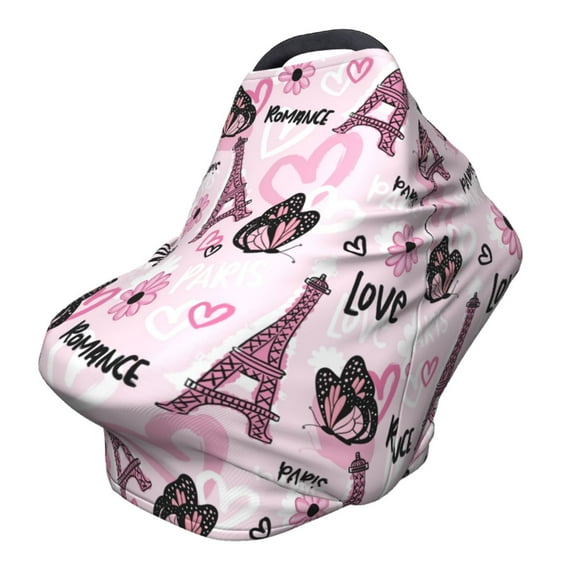 Haiem Eiffel Tower and Butterflies Baby Nursing Cover & Nursing Poncho - Multi Use Cover for Baby Car Seat Canopy, Stroller Cover, 360°Full Privacy Breastfeeding Coverage