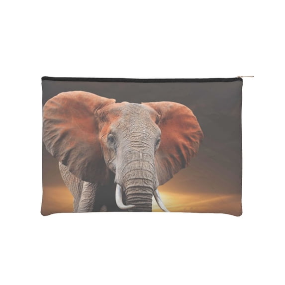 Haiem Elephant Sunset in Kenya Music Lover Merch Makeup Bag, Cosmetic Bag,Singer Fans Cosmetic Bag, Portable Stationary Storage Organizer, Travel Makeup Bag