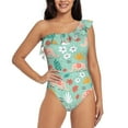 thumbnail image 1 of Haiem Elephant and Flowers Women's One Piece Swimsuits Tummy Control One Shoulder Bathing Suits Ruffle Swimwear-Medium, 1 of 8