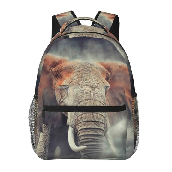 Haiem Elephant in Smoke Printed School Backpack,Casual Travel Lightweight Backpack,Durable Comfortable Multifunctional Backpack,Laptop Backpack