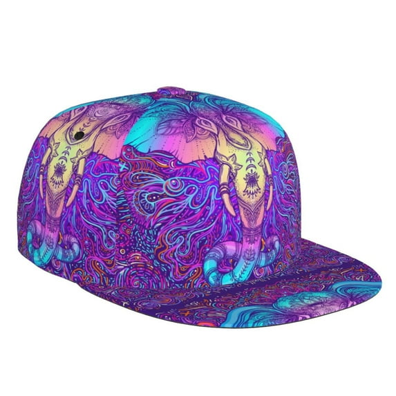 Haiem Elephant in Tribal Style Classic Snapback Cap Flat Bill Hat Baseball Cap Adjustable Size Cotton Dad Hat