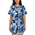 thumbnail image 1 of Haiem Evil Eye Pattern Pajama Set for Women 2 Piece Lounge Set Short Sleeve Tops and Shorts Soft Sleepwear-3X-Large, 1 of 7