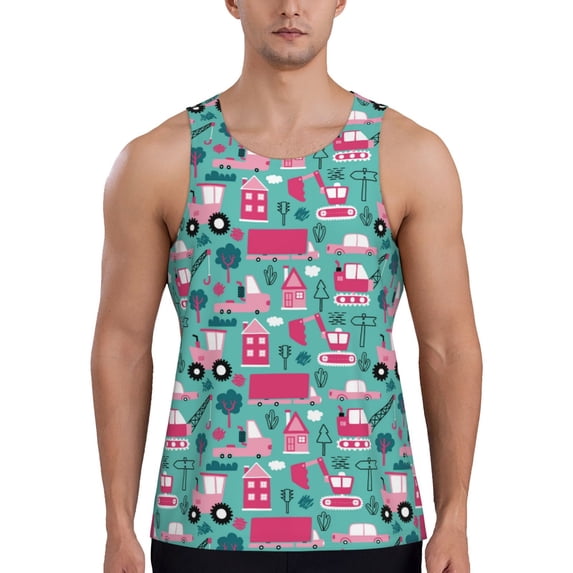 Haiem Excavator Men Workout Tank Top Gym Bodybuilding Sleeveless Muscle T Shirts Athletic Tank Breathable Workout Shirt-3X-Large