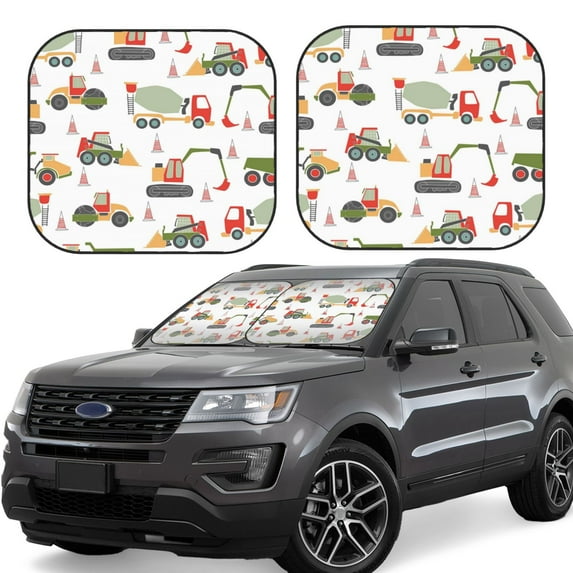 Haiem Excavator Windshield Sun Shade: Universal Foldable 2-Piece Car Front Window Sunshade - Blocks Uv Rays, And Reduces Heat,Essential Car Accessory Medium