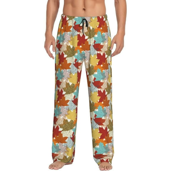 Haiem Fall Maple Leaves Men's Pajama Pants Ultra Lightweight Pjs Bottoms Sleepwear Bottom Pants With Pocket Drawstring-Small