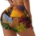 thumbnail image 1 of Haiem Fall Village Scenery No Front Seam Biker Shorts for Women Yoga Workout Gym Bike Shorts with Tummy Control Moisture-Wicking-, 1 of 9