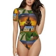thumbnail image 1 of Haiem Fall Village Scenery Women's Crew Neck Short Sleeve Bodysuit Tops Stretchy Slim Basic-X-Large, 1 of 9