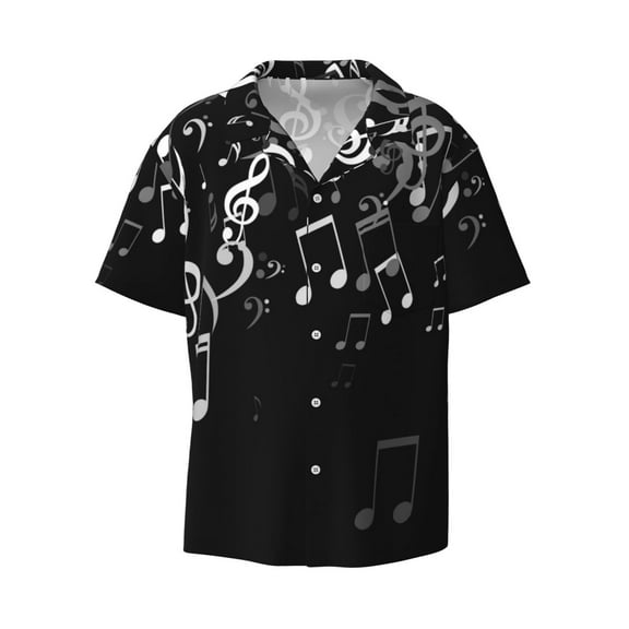 Haiem Falling Musical Men's Casual Shirts Short Sleeve Button Down Shirts Fashion Textured Summer Beach Shirt-Medium