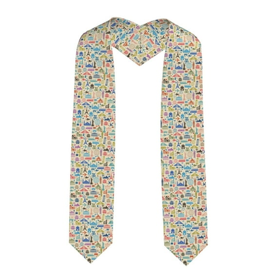 Haiem Famous Places Pattern Graduation Stole 2024 | Premium Satin Sash for Graduation Ceremony